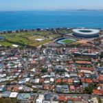 Aerial photograph of Green Point with view of Cape Town Stadium World Cup Football
