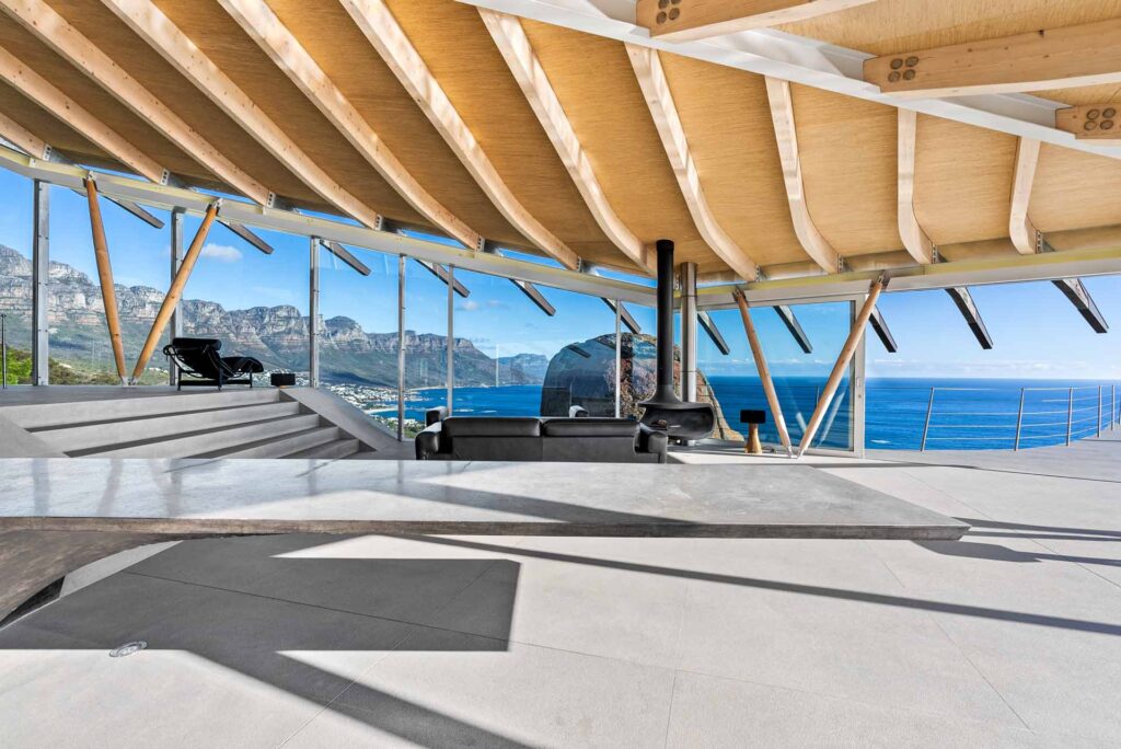 View out to sea from the living space of an architectural masterpiece
